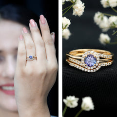 Genuine Tanzanite Engagement Ring with Diamond Enhancer