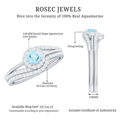 0.75 CT Minimal Aquamarine Engagement Ring with Diamond Enhancer