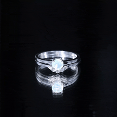 Minimal Ethiopian Opal Diamond Promise Ring Set