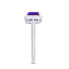 Amethyst and Moissanite Two Stone Cuff Ring