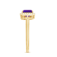 Amethyst and Moissanite Two Stone Cuff Ring