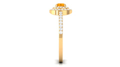 3/4 CT Classic Fire Opal Double Halo Engagement Ring with Diamond