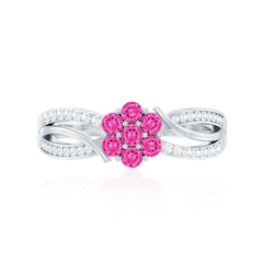 Flower Inspired Lab Grown Pink Sapphire and Diamond Infinity Engagement Ring