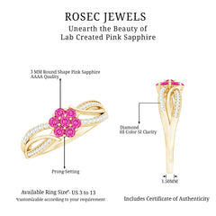 Flower Inspired Lab Grown Pink Sapphire and Diamond Infinity Engagement Ring