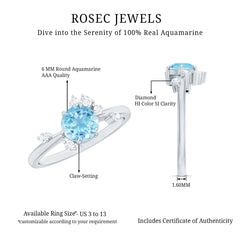Aquamarine and Diamond Scatter Promise Ring