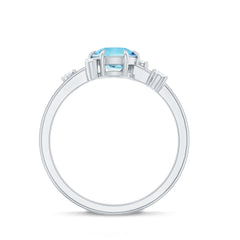 Aquamarine and Diamond Scatter Promise Ring