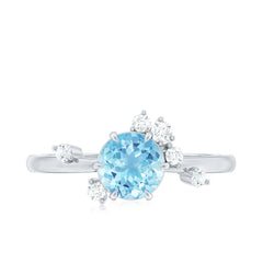 Aquamarine and Diamond Scatter Promise Ring