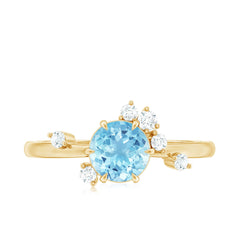 Aquamarine and Diamond Scatter Promise Ring
