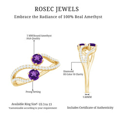 Designer Amethyst and Diamond Infinity Cocktail Ring