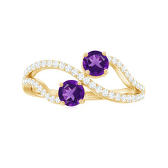 Designer Amethyst and Diamond Infinity Cocktail Ring