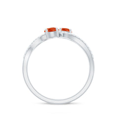 3/4 CT Minimal Fire Opal and Diamond Engagement Ring