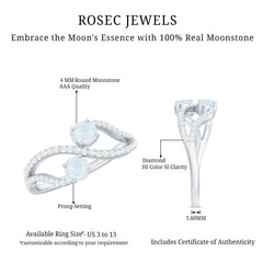 1 CT Minimal Moonstone and Diamond Engagement Ring