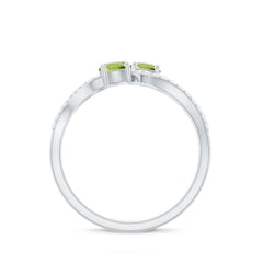 Natural Peridot Toi Et Moi Ring with Diamond Infinity Shank