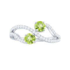 Natural Peridot Toi Et Moi Ring with Diamond Infinity Shank
