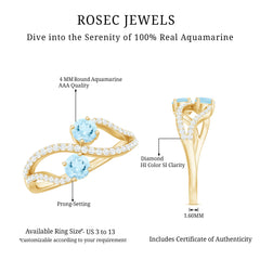 1 CT Minimal Aquamarine and Diamond Engagement Ring