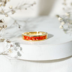 Princess Cut Lab Grown Orange Sapphire Half Eternity Band in Channel Set