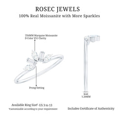 Marquise and Baguette Moissanite Enhancer Ring