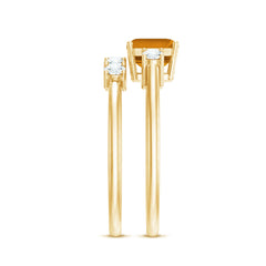Certified Real Emerald Cut Citrine Wedding Engagement Ring Set with Moissanite