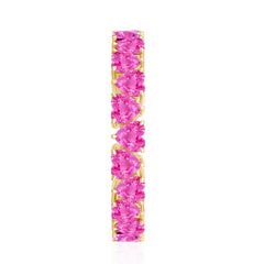 Heart Shape Lab Grown Pink Sapphire Eternity Ring in Claw Setting