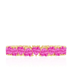 Heart Shape Lab Grown Pink Sapphire Eternity Ring in Claw Setting