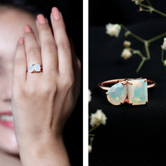 Natural Ethiopian Opal Toi Et Moi Ring