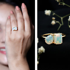Natural Ethiopian Opal Toi Et Moi Ring