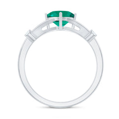 Certified 6 mm Cushion Cut Lab Grown Emerald Diamond Engagement Ring with Split Shank
