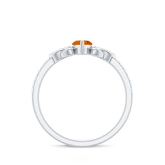 Marquise Cut Fire Opal Celtic Knot Engagement Ring with Diamond