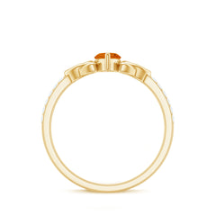 Marquise Cut Fire Opal Celtic Knot Engagement Ring with Diamond