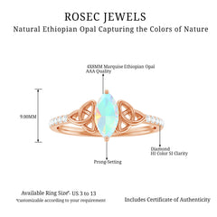 Natural Ethiopian Opal Diamond Engagement Ring with Celtic Knot