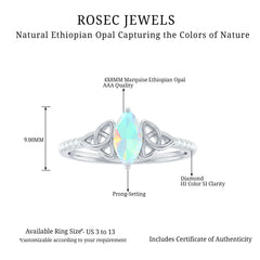 Natural Ethiopian Opal Diamond Engagement Ring with Celtic Knot