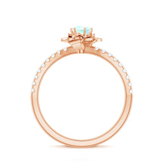 Natural Ethiopian Opal Floral Engagement Ring with Diamond Side Stones