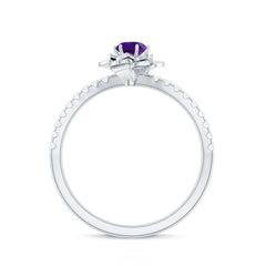 Floral Inspired Amethyst Rose Engagement Ring with Diamond
