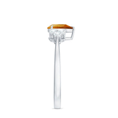 Classic Citrine Teardrop Engagement Ring with Diamond Trio