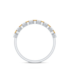 Natural Citrine Diamond Half Eternity Ring with Certificate