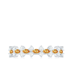 Natural Citrine Diamond Half Eternity Ring with Certificate