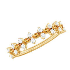 Natural Citrine Diamond Half Eternity Ring with Certificate