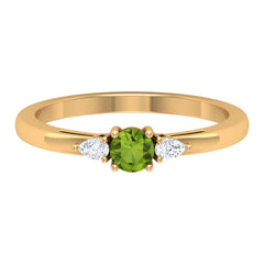 1/4 CT Peridot and Diamond Three Stone Promise Ring