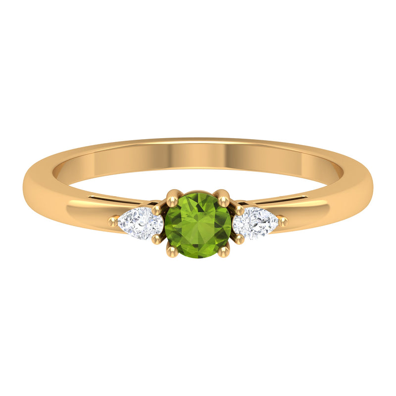 1/4 CT Peridot and Diamond Three Stone Promise Ring