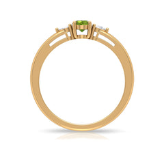1/4 CT Peridot and Diamond Three Stone Promise Ring