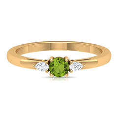 1/4 CT Peridot and Diamond Three Stone Promise Ring