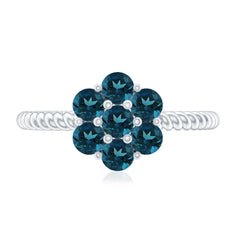 London Blue Topaz Floral Engagement Ring For Women