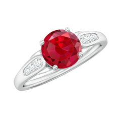 Designer Lab Grown Ruby Solitaire Engagement Ring for Women
