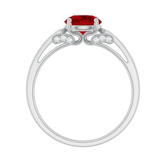 Designer Lab Grown Ruby Solitaire Engagement Ring for Women