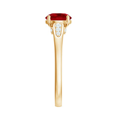 Designer Lab Grown Ruby Solitaire Engagement Ring for Women