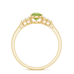 1 Carat Peridot Teardrop Engagement Ring with Diamond Trio