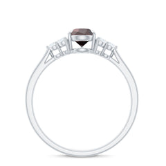Natural 5X7mm Pear Shape Garnet Engagement Ring with Diamond
