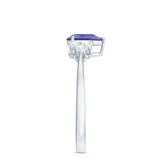 Pear Shaped Tanzanite Solitaire Ring with Diamond Trio