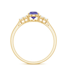 Pear Shaped Tanzanite Solitaire Ring with Diamond Trio