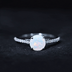 Real 8mm Ethiopian Opal Diamond Engagement Ring with Certificate